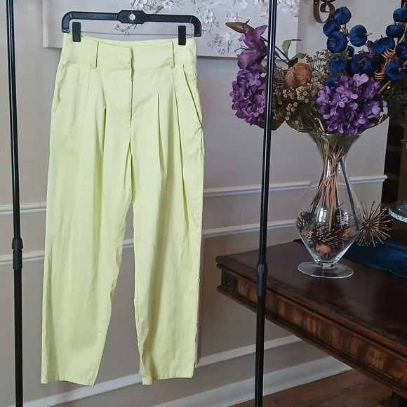 Lime High Waisted Cotton Pleated Pants By Forever 21. Size S - Picture 4 of 17